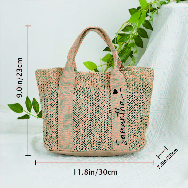 Large capacity woven bag, single shoulder diagonal cross grass woven bag